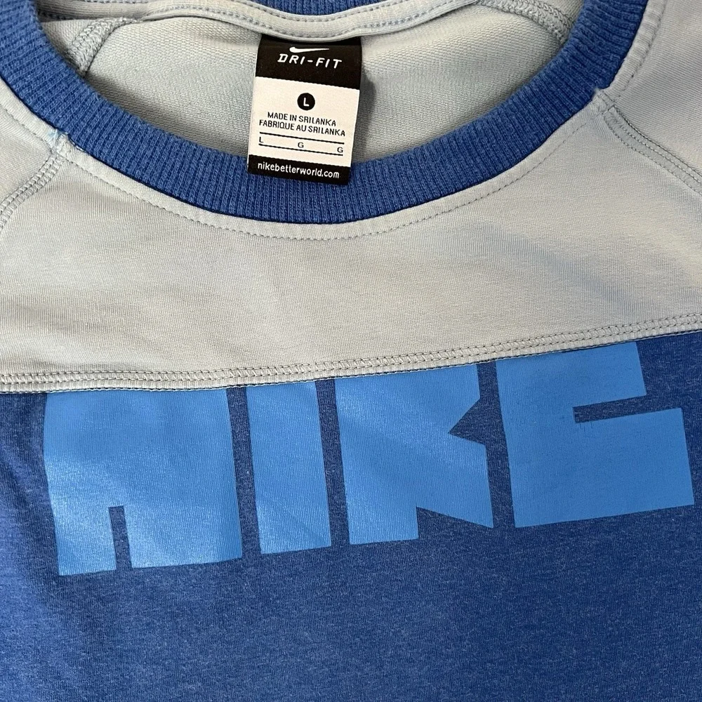 Nike Dri-FIT Sweatshirt Blue Crewneck Pullover Zipper Pockets Womens L